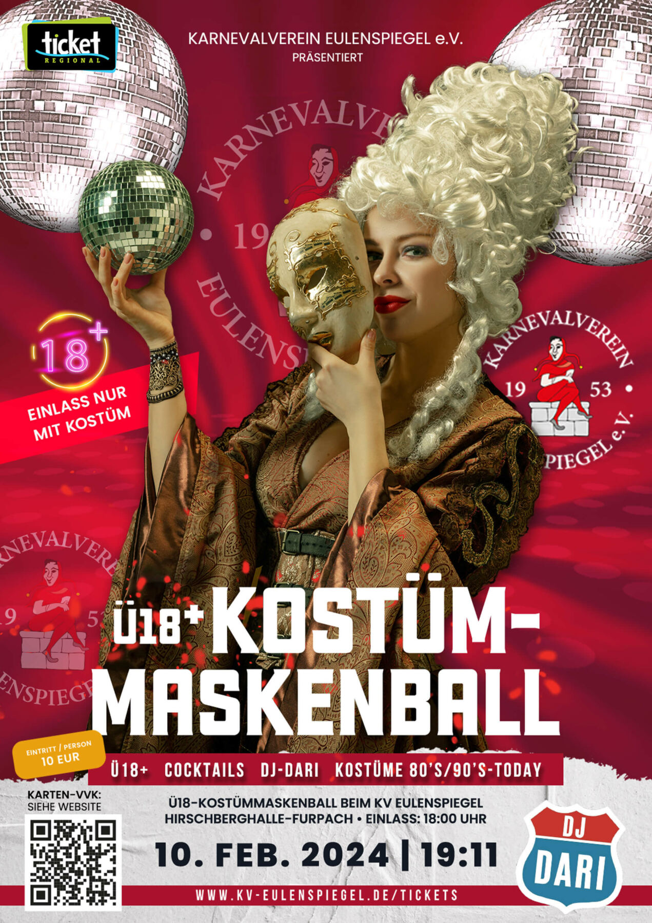 Tickets - Maskenball KV Eulenspiegel (ü18+ )